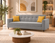 Casaliving Exora Modern Velvet Fabric Upholstered 3 Seater Sofa Set for Living Room, Premium Velvet Fabric Sofa (Black Colour)