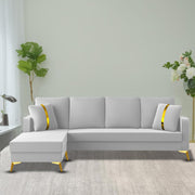 Casaliving Mandis LHS 4 Seater L Shape Sofa Set for Living Room (Black Fabric) Premium Fabric Sofa