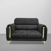 Gelio 2 Seater Sofa Set for Living Room (Black Colour) Premium Fabric Sofa