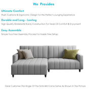 Netlie 4 Seater LHS L Shape Sofa Set for Living Room (Grey Fabric) Premium Fabric Sofa Set for Living Room