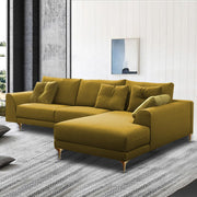 Viva RHS 6 Seater L Shape Sofa Set for Living Room (Yellow) Premium Fabric Sofa
