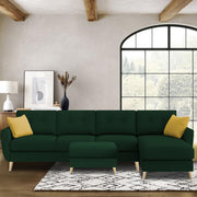 Lizel RHS 6 Seater L Shape Sofa Set with Center Table for Living Room (Green Fabric) Premium Velvet Fabric Sofa