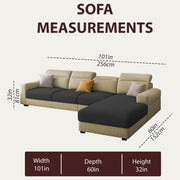 Orion RHS 6 Seater L Shape Sofa Set for Living Room (Cream Black Colour) Premium Fabric Sofa