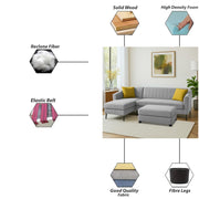 Neyami LHS 4 Seater with Ottoman L Shape Sofa Set for Living Room (Grey) Premium Fabric Sofa Set