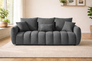 Velora Modern Velvet Bubble Cloud Sofa, Tufted Design Upholstered 3+1+1 Seater Sofa Set for Living Room, (Black Colour) Premium Velvet Fabric Sofa