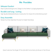 Falco LHS 6 Seater L Shape Sofa Set for Living Room (Green Grey Fabric) Premium Fabric Sofa