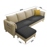 Robben 3 Seater Sofa Set with Center Table for Living Room (Cream Black Colour) Premium Fabric Sofa