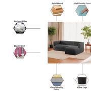 Rowan RHS 4 Seater L Shape Sofa Set for Living Room (Black Fabric) Premium Fabric Sofa