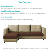 Mikasa 4 Seater LHS L Shape Sofa Set for Living Room (Cream Brown Fabric) Premium Fabric Sofa Set for Living Room