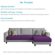 Oslo 4 Seater RHS L Shape Sofa Set for Living Room (Purple Grey Fabric) Premium Fabric Sofa Set for Living Room