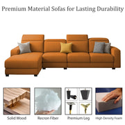 Orion LHS 6 Seater L Shape Sofa Set for Living Room (Orange Colour) Premium Fabric Sofa