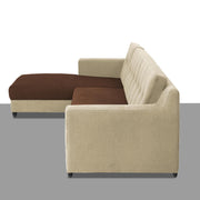 Fracher LHS 4 Seater L Shape Sofa Set for Living Room (Cream Brown Fabric) Premium Fabric Sofa