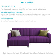 Netlie 4 Seater LHS L Shape Sofa Set for Living Room (Purple Fabric) Premium Fabric Sofa Set for Living Room