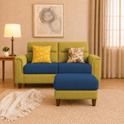 Casaliving Nancy 2 Seater with Ottoman Sofa Set for Living Room (Black Colour) Premium Fabric Sofa Set