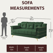 Julio 3 Seater Sofa Set for Living Room (Green Colour Fabric) Premium Fabric Sofa