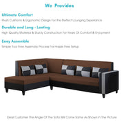 Nordy LHS 6 Seater L Shape Sofa Set for Living Room (Brown Black Colour) Premium Fabric Sofa Set