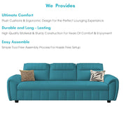 Alicia 3 Seater Sofa Cum Bed for Living Room (Turquise Fabric) Premium Fabric Sofa