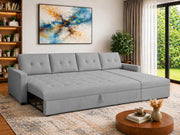 Casaliving Treshta 6 Seater LHS L - Shape Pull-Out Sofa Cum Bed Sofa for Living Room (Dark Grey Fabric Color) Premium Fabric Sofa Set for Living Room Sofa Cum Bed