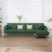 Falco RHS 6 Seater L Shape Sofa Set for Living Room (Green Fabric) Premium Fabric Sofa