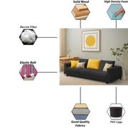 Minta 3 Seater Sofa Set for Living Room (Black Colour Fabric) Premium Fabric Sofa