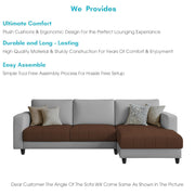 Oslo 4 Seater RHS L Shape Sofa Set for Living Room (Brown Grey Fabric) Premium Fabric Sofa Set for Living Room