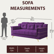 Julio 3 Seater Sofa Set for Living Room (Purple Colour Fabric) Premium Fabric Sofa