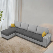 Casaliving Porto LHS 6 Seater L Shape Sofa Set for Living Room (Black Fabric) Premium Velvet Fabric