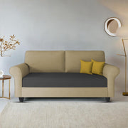 Casaliving Nelson 2 Seater Sofa Set for Living Room (Colour - Cream Brown) Premium Fabric Sofa