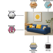 Minta 3 Seater Sofa Set for Living Room (Blue Colour Fabric) Premium Fabric Sofa