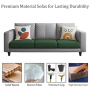 Mikasa 3 Seater Sofa Set for Living Room (Green Grey Colour Fabric) Premium Fabric Sofa