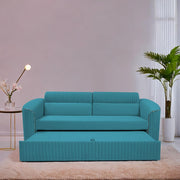 Torrato 3 Seater Sofa Cum Bed for Living Room (Turquise Colour Fabric) Premium Fabric Sofa
