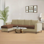 Charmi LHS 6 Seater L Shape Sofa Set for Living Room (Cream Brown Fabric) Premium Fabric Sofa