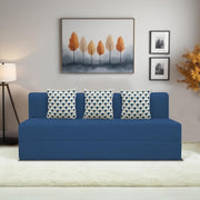 Marcus 3 Seater Sofa Cum Bed with 3 Cushions for Living Room (Black Fabric) Premium Fabric Sofa Set 6.5 X 6.5 Feet