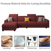 Orion LHS 6 Seater L Shape Sofa Set for Living Room (Maroon Colour) Premium Fabric Sofa