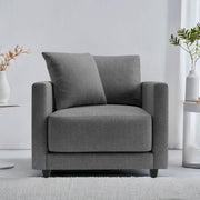 Dominic 1 Seater Sofa Set for Living Room (Black Grey Fabric) Premium Fabric Sofa