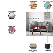 Doraldo 2 Seater Sofa Set for Living Room (Black Colour Fabric) Premium Fabric Sofa for Living Room