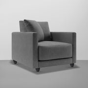 Dominic 1 Seater Sofa Set for Living Room (Black Grey Fabric) Premium Fabric Sofa