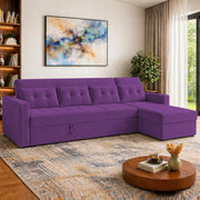 Casaliving Treshta 6 Seater LHS L - Shape Pull-Out Sofa Cum Bed Sofa for Living Room (Dark Grey Fabric Color) Premium Fabric Sofa Set for Living Room Sofa Cum Bed