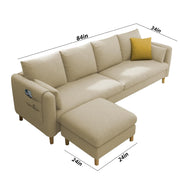 Robben 3 Seater Sofa Set with Center Table for Living Room (Cream Colour) Premium Fabric Sofa