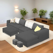 Badger RHS 8 Seater L Shape Sofa Set with Center Table for Living Room (Grey Fabric) Premium Fabric Sofa