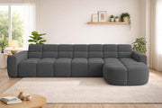 Rudo Modern Sofa, Tufted Design Upholstered 6 Seater LHS L - Shape Sofa Set for Living Room, (Black Colour) Premium Velvet Fabric Sofa