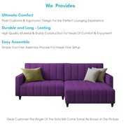 Netlie 4 Seater RHS L Shape Sofa Set for Living Room (Purple Fabric) Premium Fabric Sofa Set for Living Room