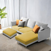 Casaliving Stanly LHS 4 Seater L Shape Sofa with Center Table for Living Room (Blue Fabric)