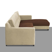 Fracher RHS 4 Seater L Shape Sofa Set for Living Room (Cream Brown Fabric) Premium Fabric Sofa