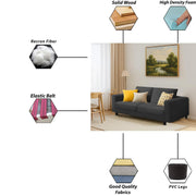 Minta 2 Seater Sofa Set for Living Room (Black - Colour Fabric) Premium Fabric Sofa Set for Living Room