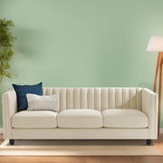 Casaliving Martine 3 Seater Sofa Set for Living Room (Blue Fabric) | Premium Fabric Sofa