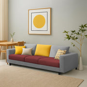 Minta 3 Seater Sofa Set for Living Room (Maroon Grey Colour Fabric) Premium Fabric Sofa