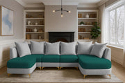 Zoe 8 Seater U Shape Sofa Set for Living Room (Black Grey Colour) Premium Fabric Sofa Set Living Room