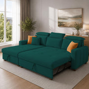 Casaliving Gagnon LHS 4 Seater L Shape Corner Sofa Cum Bed for Living Room with Storage (Black Fabric) Premium Fabric Sofa Cum Bed