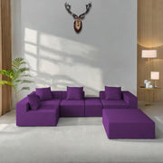 Sheron U Shaped Compressed Sofa Set for Living Room with Spacious Boucle Couch Set Living Rooms, (Purple Fabric) Premium Fabric U Shape Sofa for Living Room